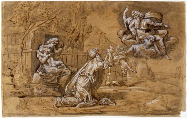 Vasari Giorgio-Dio appare ad Isacco alla presenza di Rebecca e dei figli